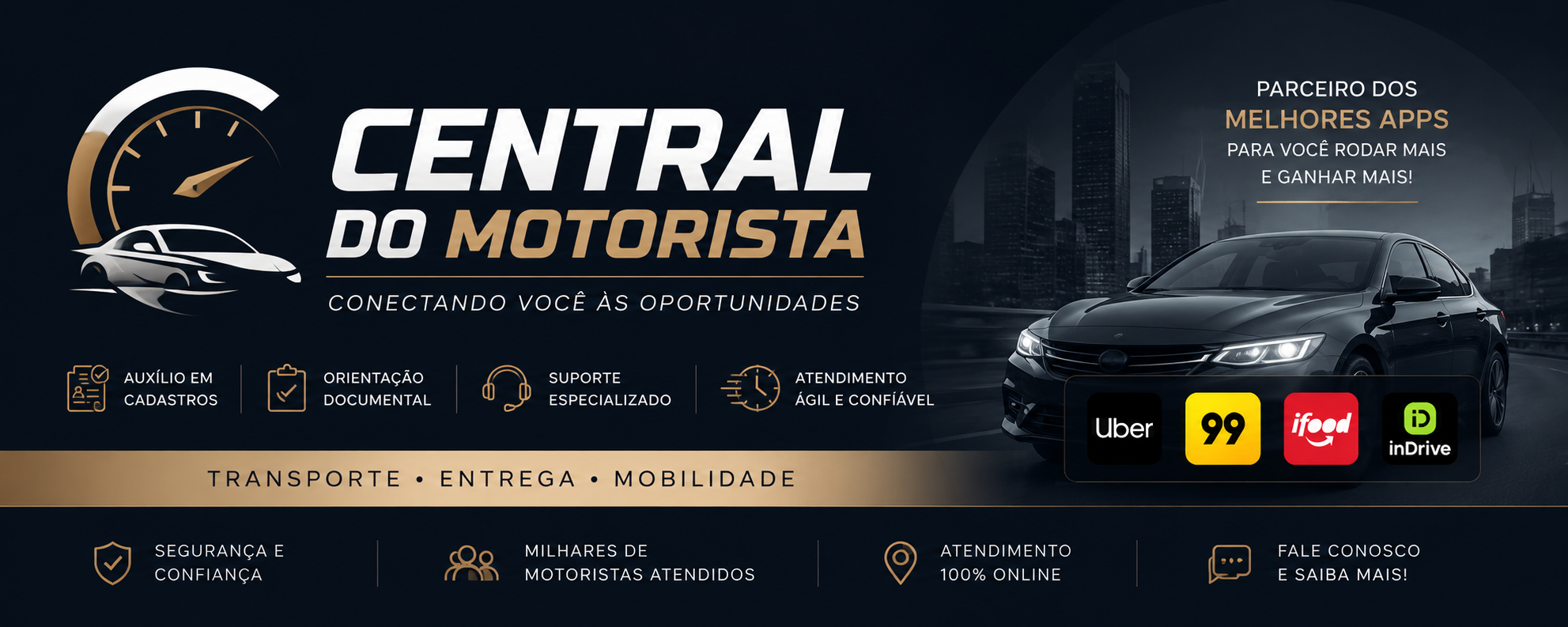 Central do Motorista - parceiro dos melhores aplicativos de transporte e entrega